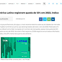 Fuses e aquisies na Amrica Latina registram queda de 12% em 2023, indica Aon e TTR Data